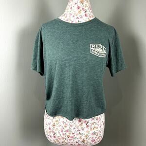 Surf Shop Crop Top Short Sleeve Tee Green Real OBX Outer Banks NC T-Shirt Large